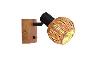 Настенный светильник высотой 14 см, с выключателем и абажуром из ротанга meineWunschleuchte, натуральный