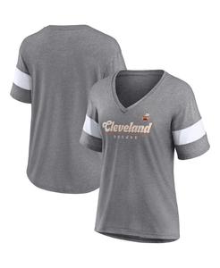 Женская футболка с логотипом Heather Grey Cleveland Browns Give It All с полурукавами и треугольным вырезом с v-образным вырезом Fanatics