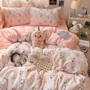 FUANNA Комплект постельного белья 4 предмета, простыня на резинке 180 см, пододеяльник 200x230 см, ткань класса A, мягкая, нежная к коже, не скатывается, цвет Happy Gathering