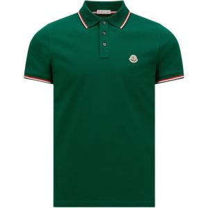 Поло с коротким рукавом и нашивкой с логотипом Moncler, зеленый