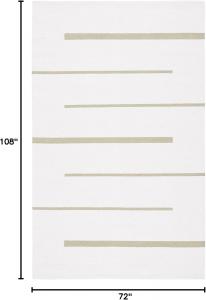 Ковер SAFAVIEH, 183 x 275 см, Montauk Collection, Light Green & Ivory, ручной работы плоское переплетение бохо кантри хлопок современная полоска, идеально для помещений с высокой проходимостью в гостиной, спальне (MTK311J)