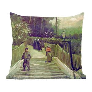 MuchoWow Декоративная подушка Диванная подушка Декоративная подушка для гостиной 45 x 45 см Косая дорожка на Монмартре - Винсент Ван Гог - Чехлы для подушек - Декоративные чехлы для подушек - Декоративные чехлы для подушек