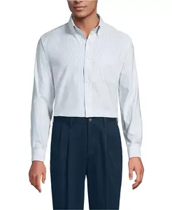 Мужская классическая рубашка Oxford из ткани Supima, не требующая глажки Lands' End, зеленый