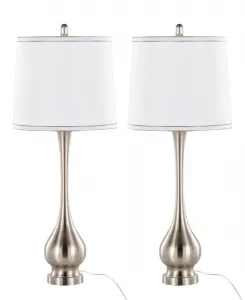 Металлическая настольная лампа Cairo 73 см, комплект из 2 штук Lumisource, серебристый/белый