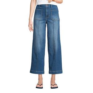 Женские джинсы recover denim high rise с накладными карманами и широкими укороченными штанинами Lands' End