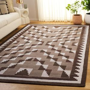 Ковер SAFAVIEH, 153 x 244 см, - коллекция Kenya - коричневый и ivory, ручной работы из шерсти, идеально для гостиной, спальни, столовой (KNY688T)