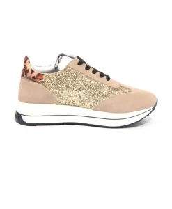 Кроссовки с блестками Moschino, бежевый