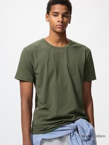 Хлопковая футболка AIRism с круглым вырезом Uniqlo, 57 olive