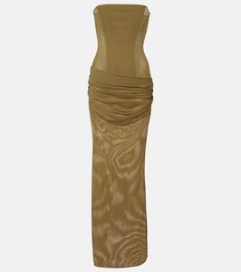 Облегающее корсетное платье без бретелей Alex Perry, хаки