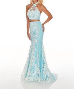 Блестящее платье на выпускной из тюля в цвете аква/белый RACHEL ALLAN