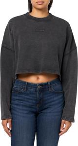 Женский укороченный худи HUGO с ретро-логотипом, Black Gloss