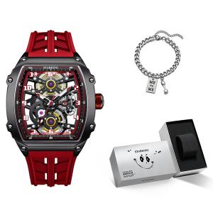 Коллекция Eagle Soaring Автоматический механический механизм Силиконовый ремешок Мужские часы Черный циферблат STARKING