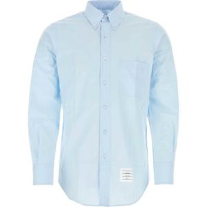 Рубашка с длинными рукавами и нашивкой с логотипом THOM BROWNE, светло-голубой