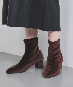 Короткие велюровые сапоги United Arrows, цвет Md. Brown