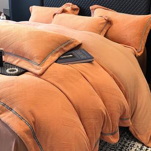 LUOLAI HOME Комплект постельного белья 4 предмета: простыня на резинке 180 см, пододеяльник 200x230 см