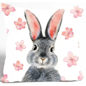 Королевская декоративная подушка «Балуга», сладкий зайчик, чехол без наполнителя, Пасха Queence, цвет rosa/grau + bedruckt