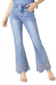 Джинсы Ever Stretch Flare With Hand Bead Embroidered Scalloped Bottom In Medium COCO + CARMEN