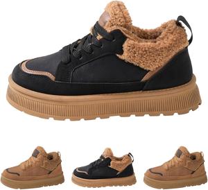 Женские зимние ботинки снегоходные водонепроницаемые противоскользящие ботильоны на каждый день, теплые уличные слипоны, зимние высокие хлопковые туфли для работы и прогулок с поддержкой свода стопы Generic, D-Black