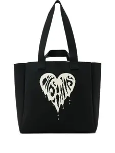 Большая сумка-тоут Izzy с принтом в виде сердец Allsaints, черный