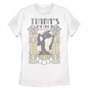 Детская футболка с плакатом «Принцесса Диснея и лягушка Тиана» в стиле ар-деко Licensed Character, белый