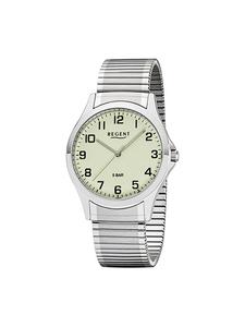 Аналоговые наручные часы Regent, серебристый цвет, средний размер (примерно 39 мм), браслет с застежкой-молнией