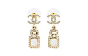 Серьги в виде парфюмерного флакона с логотипом Cc Crystal CHANEL, белый