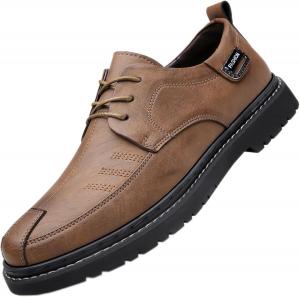 Мужские кожаные повседневные деловые оксфорды на шнуровке, плоские классические туфли, дышащие, с мягкой подошвой, удобные лоферы для ходьбы Ephirebra, коричневый