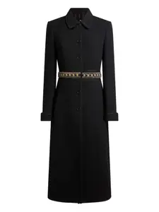 Пальто из шерсти с украшениями из драгоценных камней Etro, черный