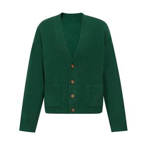 Кардиган вязаный Deep Breath с длинными рукавами и карманами, красный