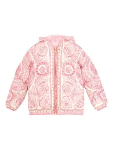 Куртка с капюшоном и принтом «Барокко» Versace Kids, розовый