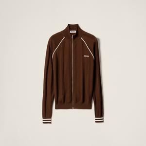 Хлопковый кардиган MIU MIU, коричневый