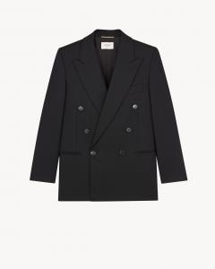 Пиджак из шерсти Saint Laurent, черный