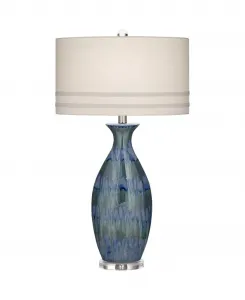 Настольная лампа Annette Coastal с керамической вазой и настольным диммером Possini Euro Design, синий