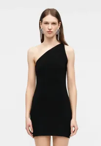 Платье-Мини на одно плечо, трикотажное платье Norma Kamali, Black