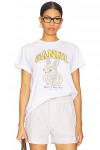 Футболка из джерси с рисунком "Baby Bun" в расслабленном стиле Ganni, bright white