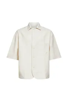 Рубашка с накладным карманом и нашивкой-логотипом из грогрена Jacquemus, бежевый