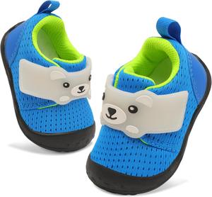 Детские прогулочные туфли FEETCITY, широкая обувь для малышей, кроссовки для мальчиков и девочек, обувь для новорожденных, дышащая обувь для малышей, обувь без шнурков, синий