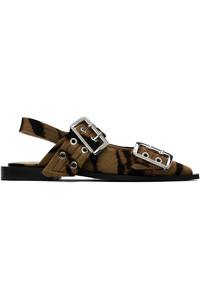 Женственные балетки с пряжкой Ganni, хаки