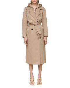 Утеплённое удлинённое пальто с нагрудником Avec Les Filles, коричневый/бежевый