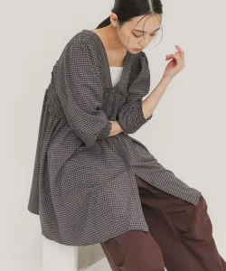 Мини-платье в клетку с двусторонней сборкой Kbf, цвет Brown And Other Colors