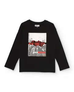 Черная детская футболка с длинным рукавом с городской принтом Нью-Йорка Tuc tuc