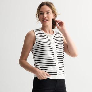 Женский жилет-свитер с круглым вырезом на пуговицах Sonoma Goods For Life, цвет simple black stripe