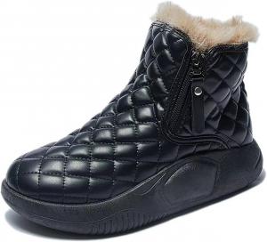 Женские зимние ботинки TERBOFIN для женщин, утепленные мехом, короткие ботильоны на молнии сбоку, легко надеваются, Black