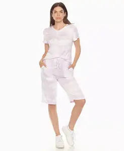 Женский комплект с коротким рукавом и капри для дома White Mark, фиолетовый