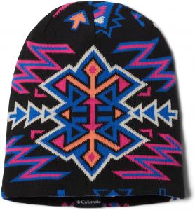 Columbia Unisex Belay Butte Beanie, Black Woven Nature, Bright Indigo