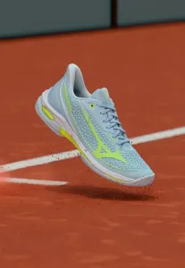 Теннисные кроссовки wave exceed tour 7 cc для грунтовых кортов Mizuno, Ice Water/Lightning Yellow/White