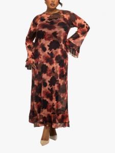 Флоральное платье макси с длинными рукавами FASHION SZN Curve, Pink/Multi