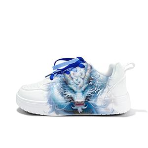 Cold cicadas yesterday Амортизирующие противоскользящие износостойкие дышащие легкие низкие кеды унисекс White-Small Dragon-ZLA1121D, цвет White-Small Dragon-ZLA1121D