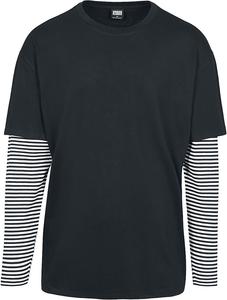 Рубашка с длинными рукавами Urban Classics Oversized Double Layer Striped LS Tee, черно-белый