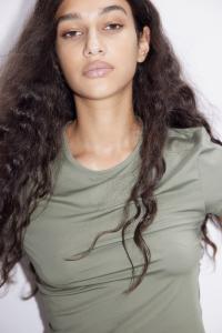 Облегающая футболка H&M, зеленый